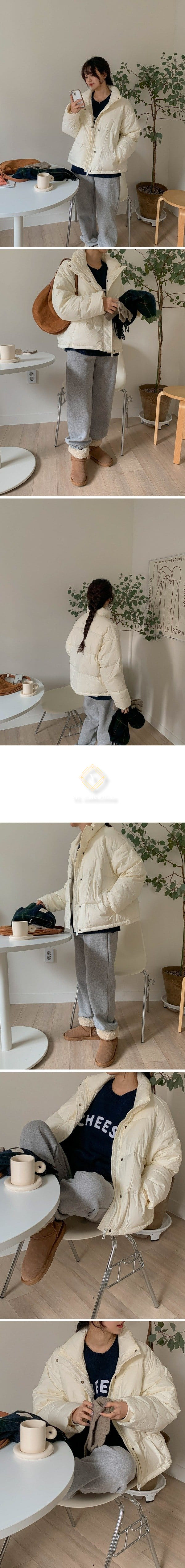 여성 오버핏 베이직 스트링 패딩