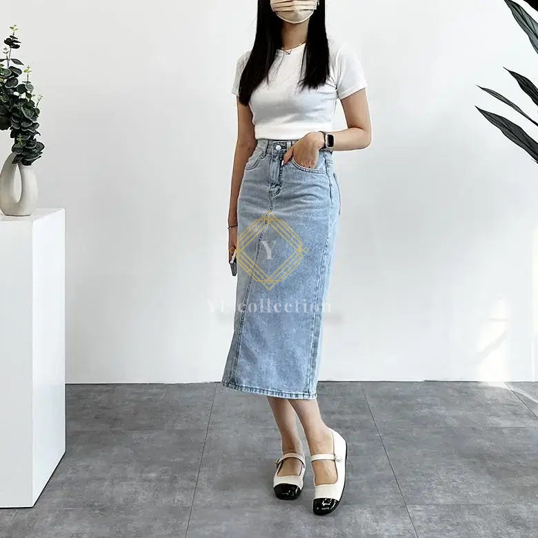 여성 데님 롱 스커트