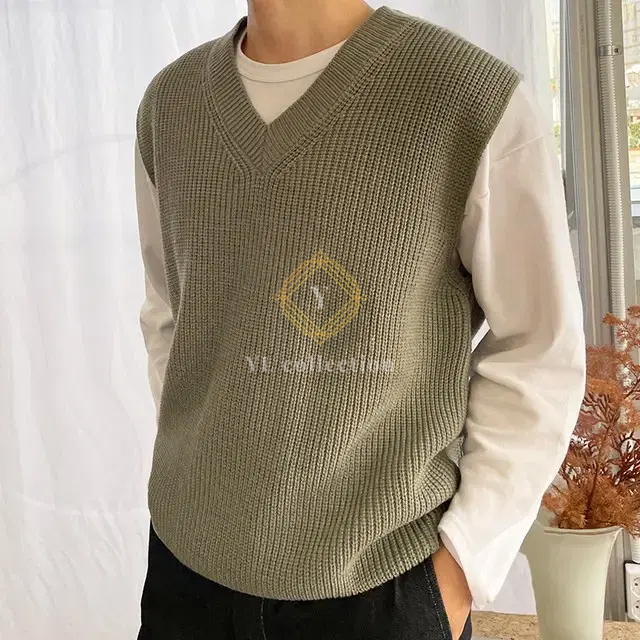 남자 브이넥 니트 조끼