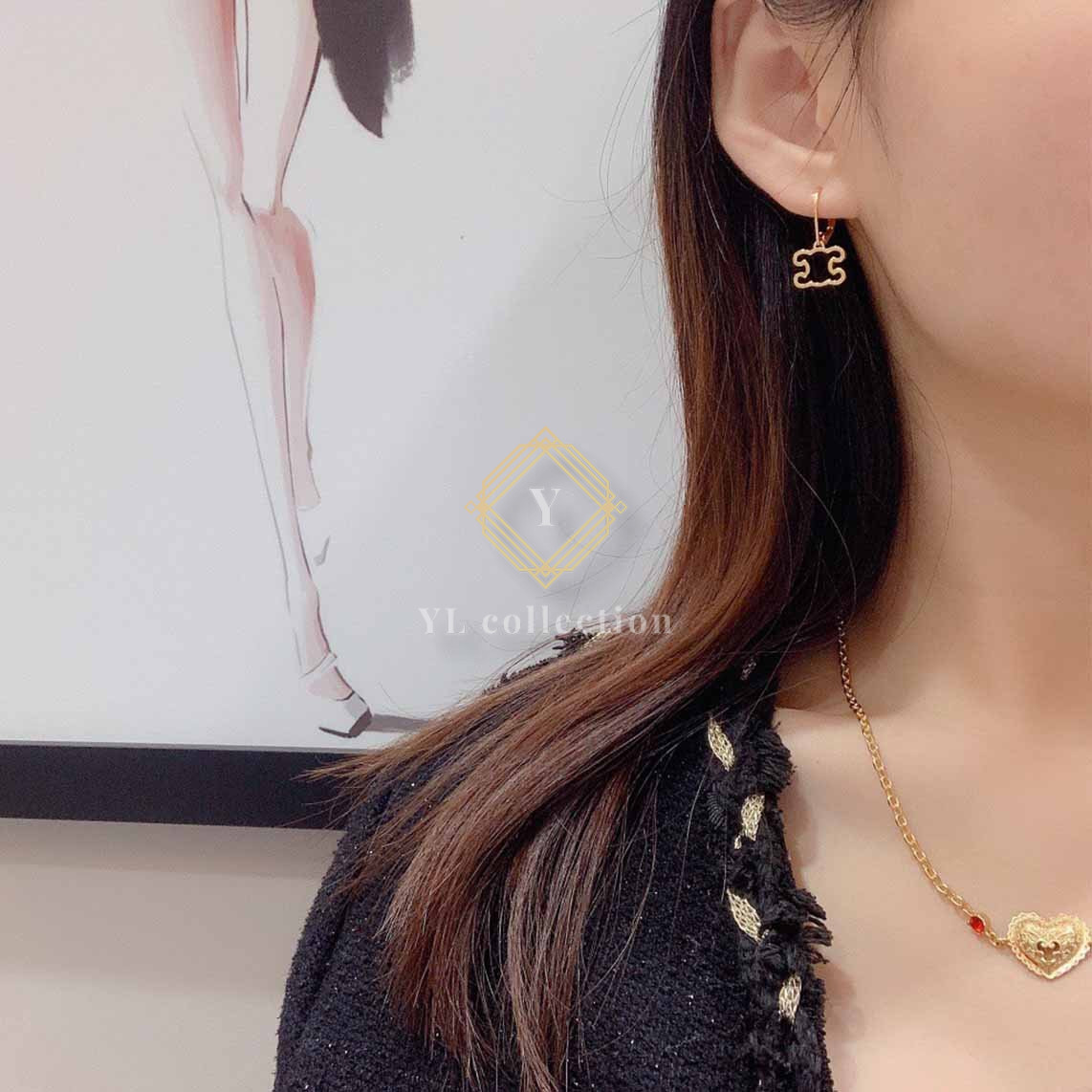 셀린느 트리오페 인그레이브 이어링