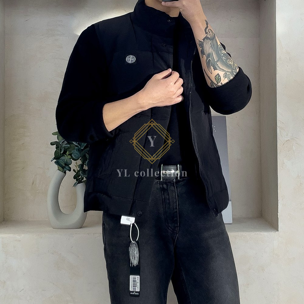 스톤아일랜드 나일론 메탈 립스탑 조끼 패딩 자켓