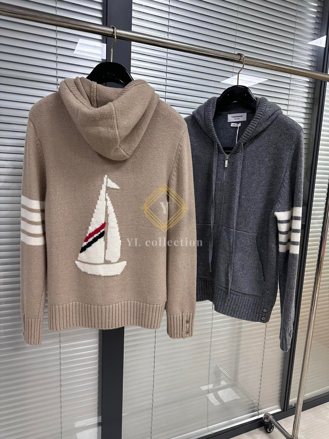 톰브라운 보트 메리노 울 후드 집업 자켓