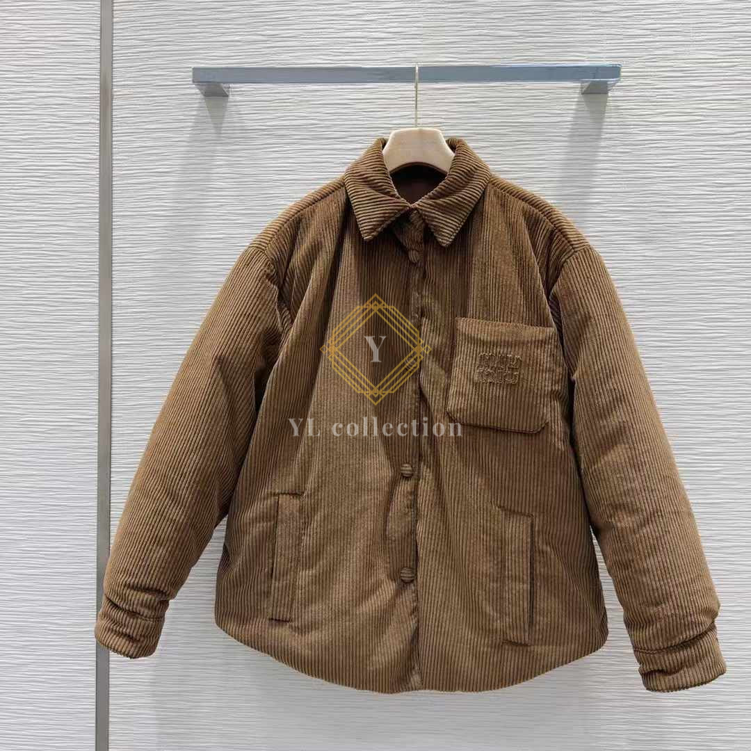 미우미우 코듀로이 로고 패딩