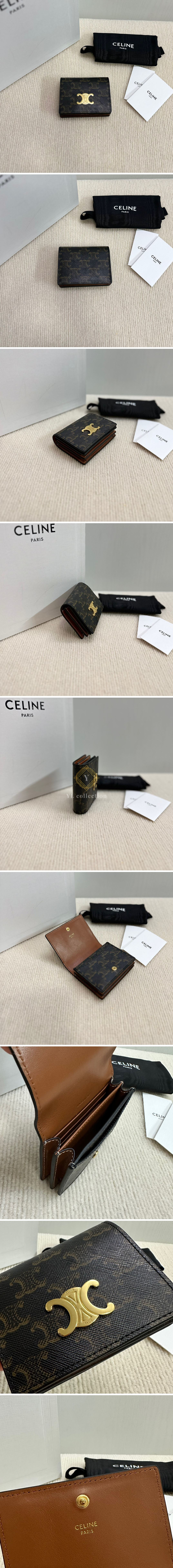 셀린느 트리옹프 컴팩트 월렛 트리옹프 캔버스 탄