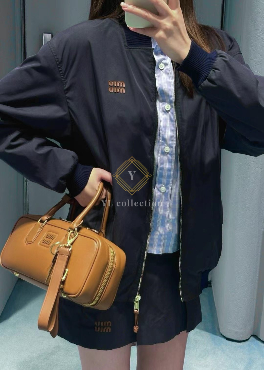 미우미우 파나마 코튼 바머 재킷