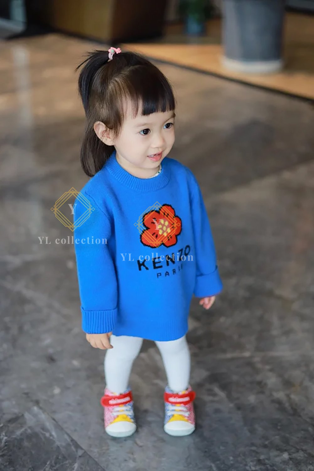 플라워 로고 자카드 니트