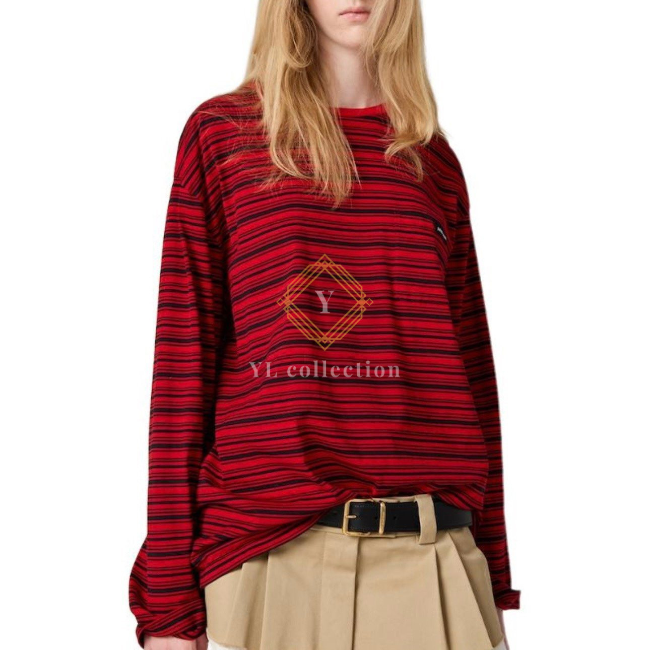 미우미우 롱슬리브 코튼 저지 티셔츠