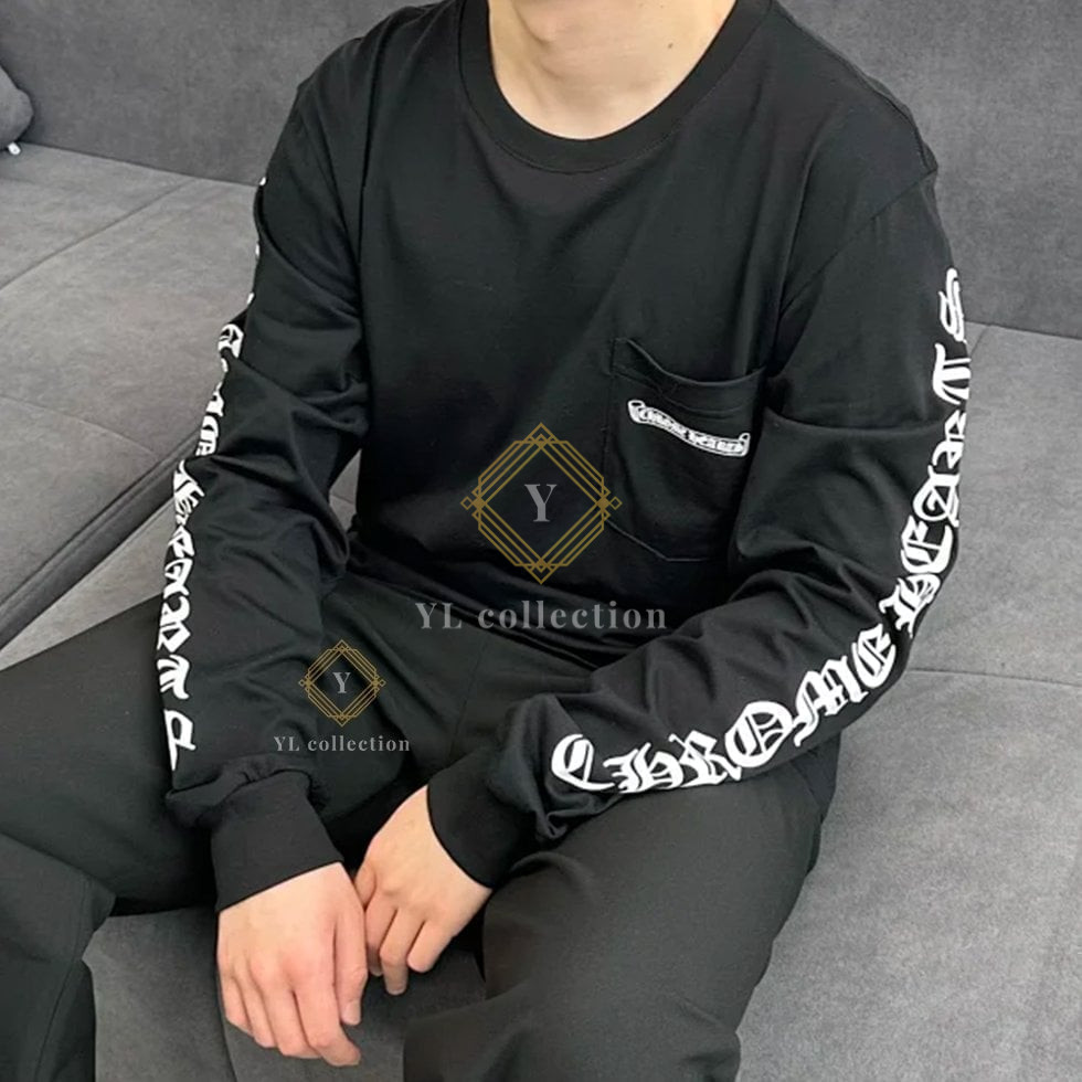 크롬하츠 스크롤 로고 롱슬리브 티셔츠