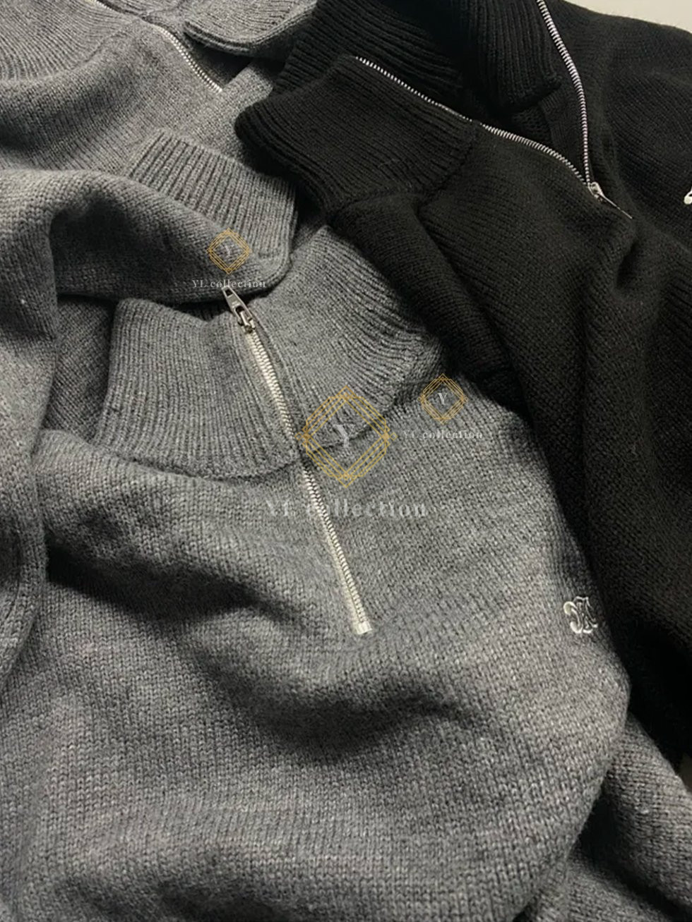 셀린느 트리오페 로고 하프집업 니트