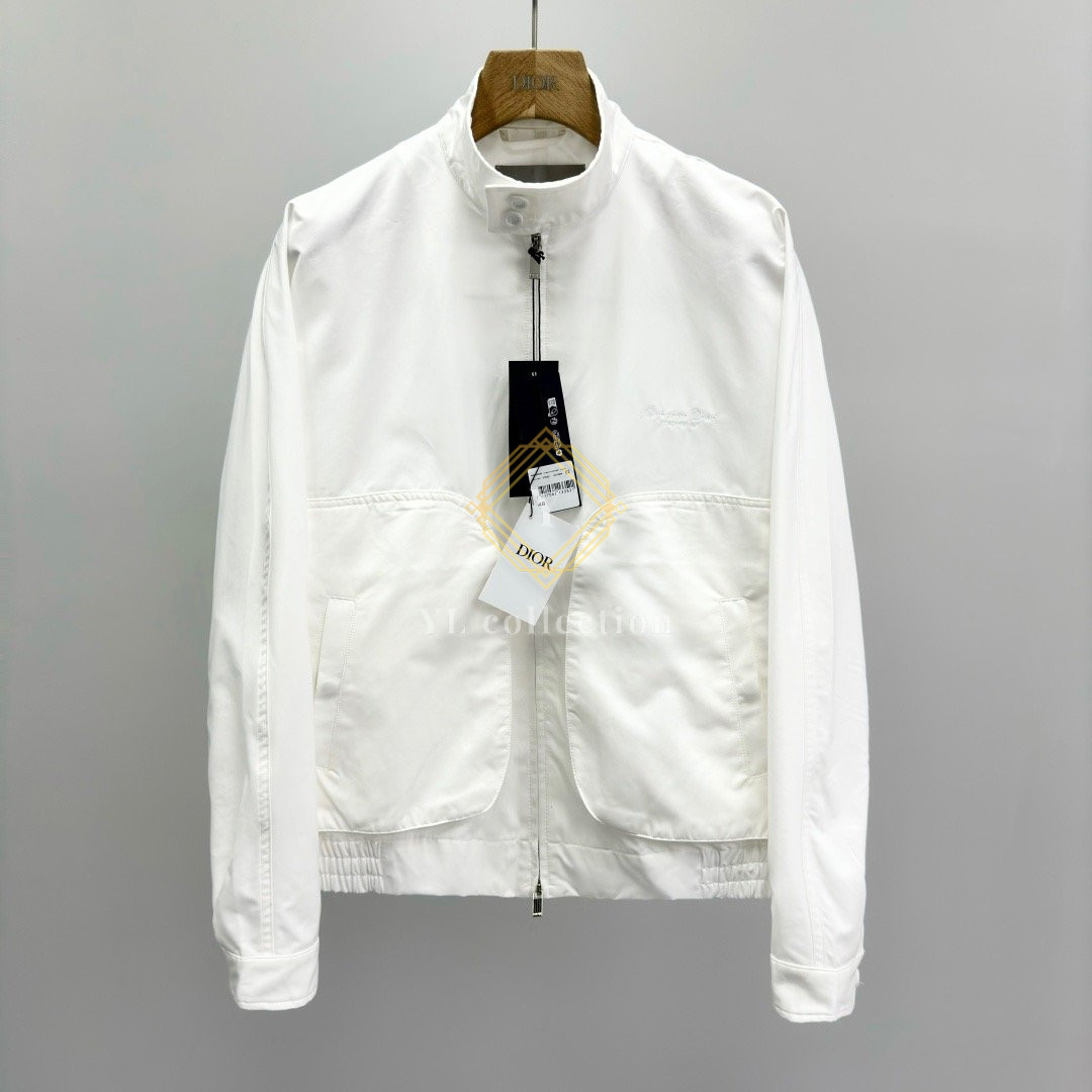 디올 화이트 코튼 개버딘 블루종 자켓