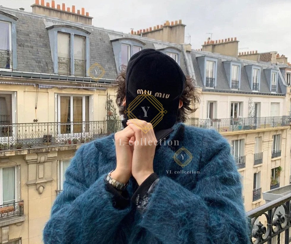 미우미우 로고 자수 코튼 볼캡