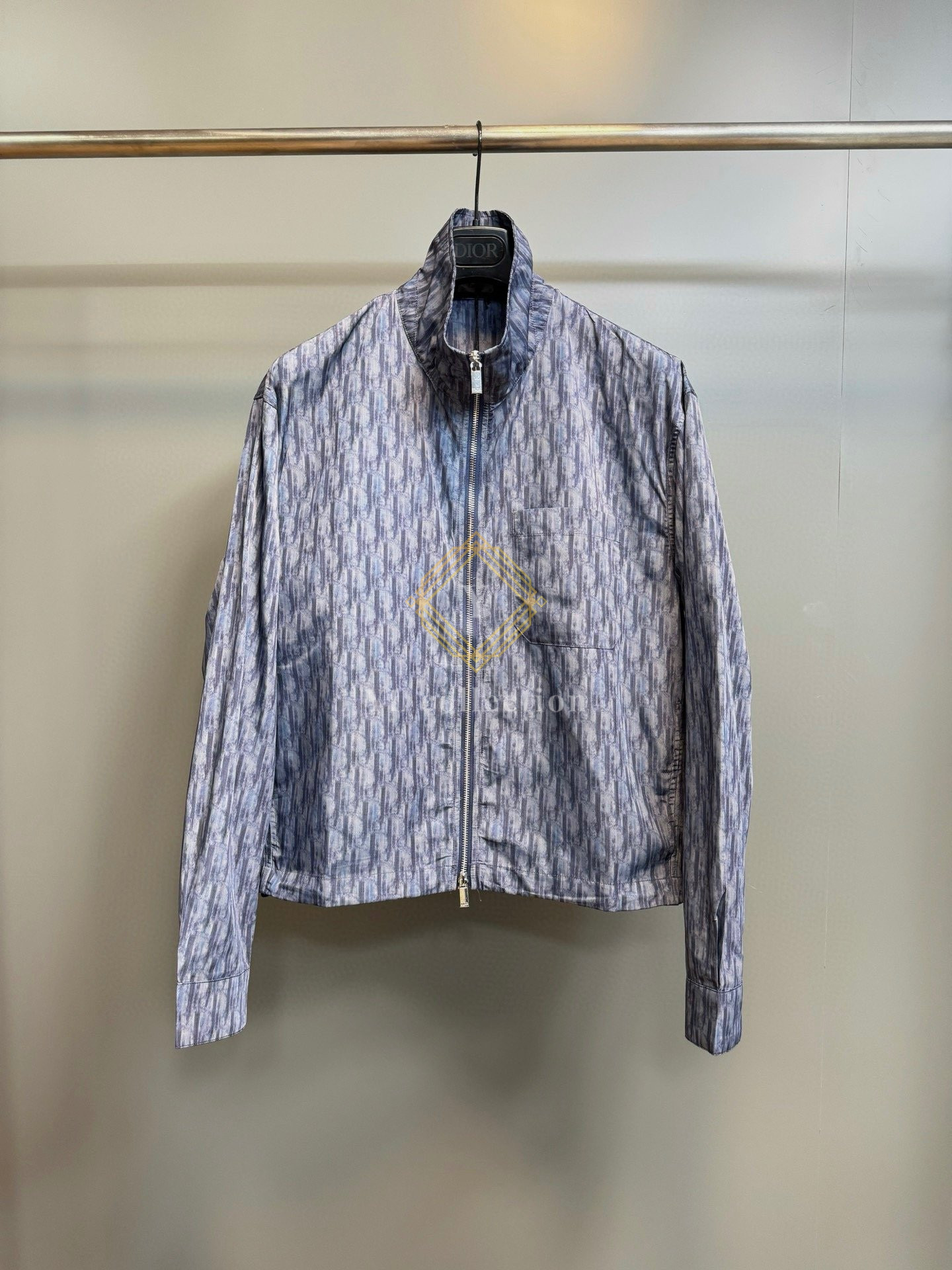 디올 오블리크 지퍼 셔츠 블루 테크니컬 패브릭