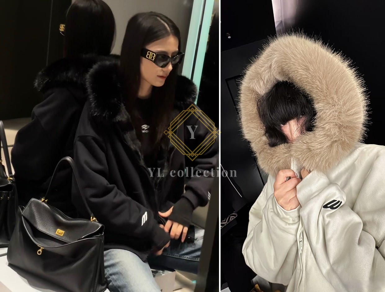 발렌시아가 여성 플러피 집업 후디 자켓