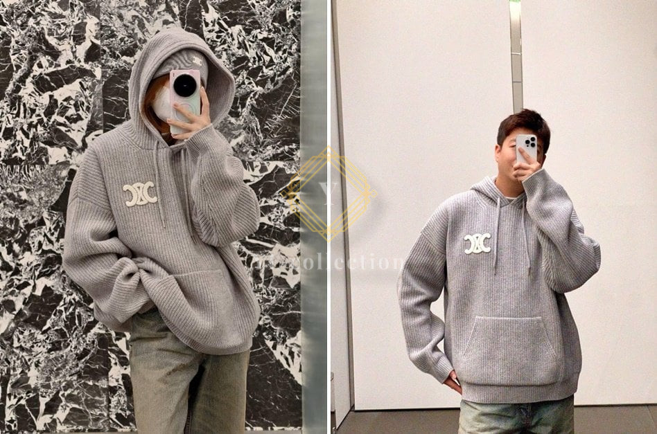 셀린느 트리옹프 패치 니트 후드