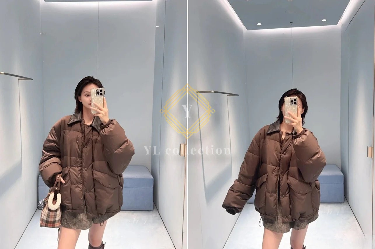 미우미우 레더 칼라 패딩 재킷