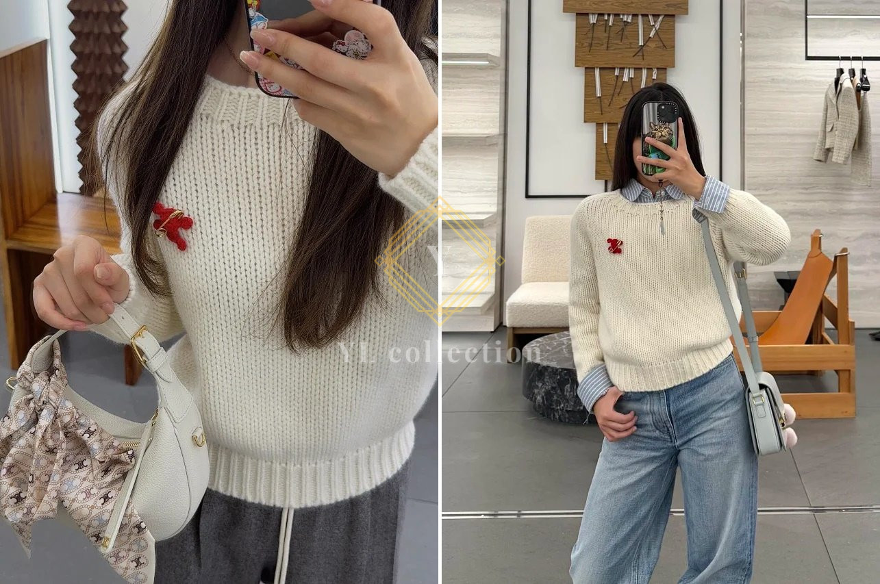 셀린느 트라이엄프 실크 스웨터