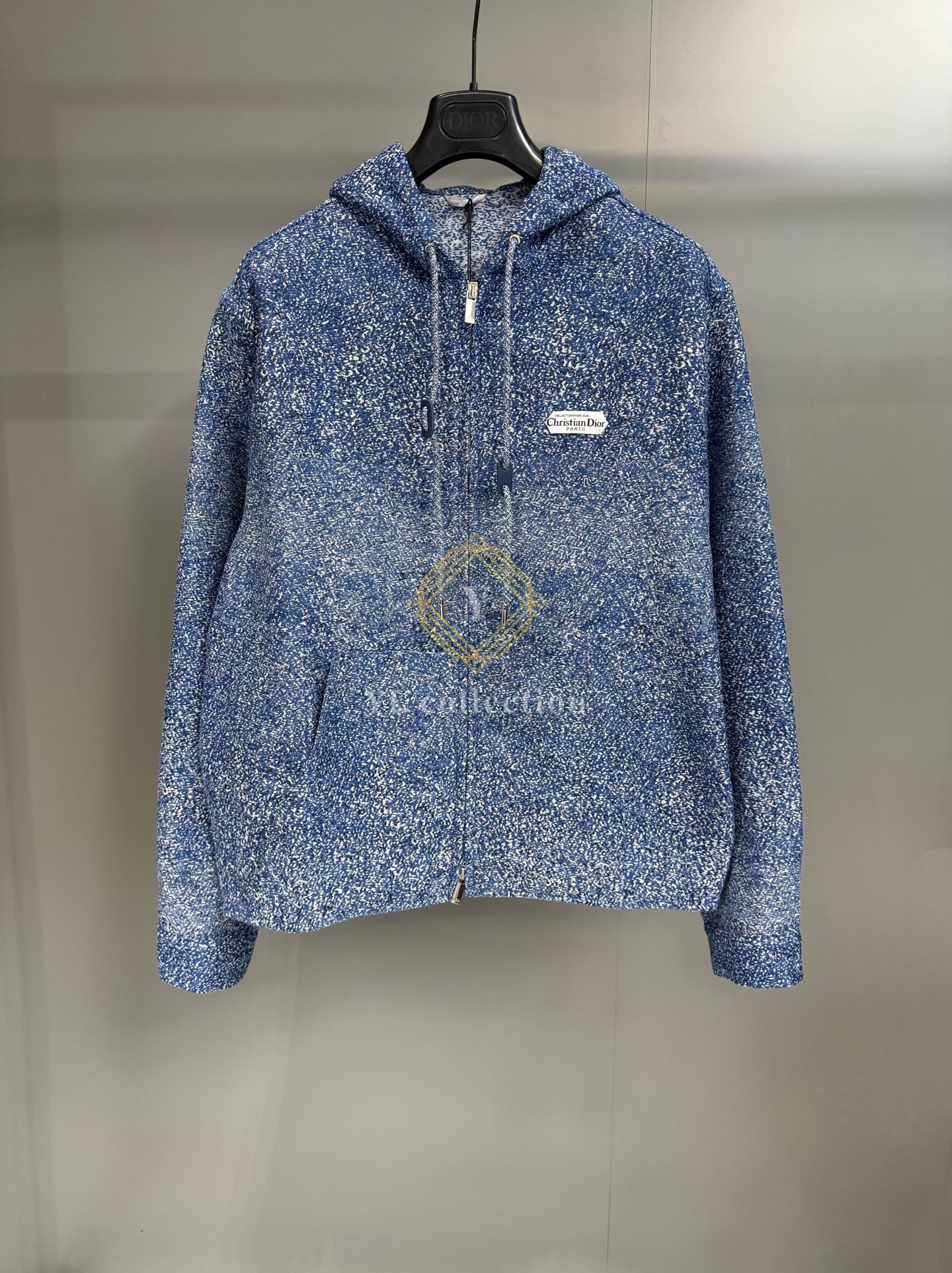 디올 Paris 라벨 후드 블루종 재킷