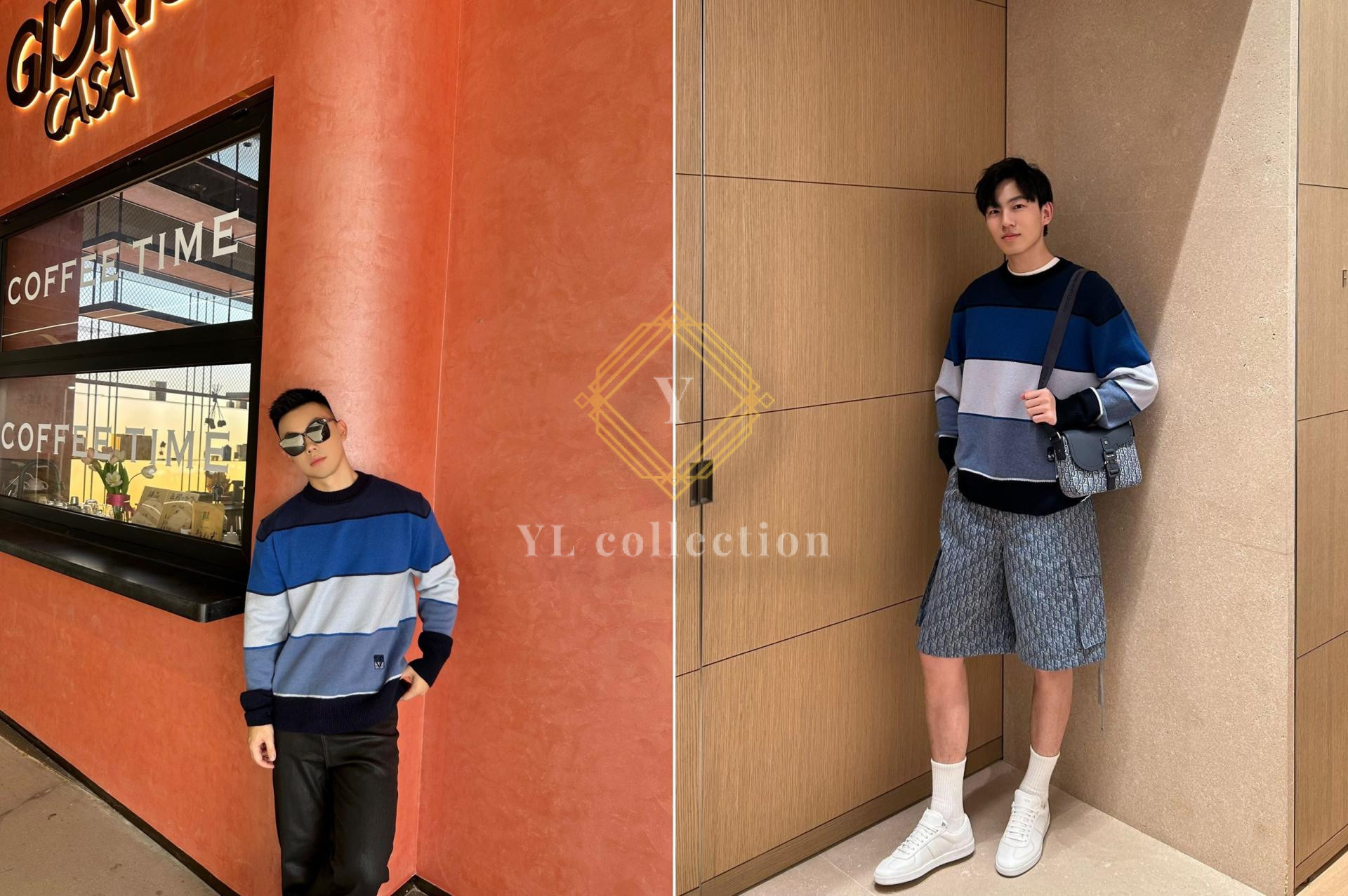 디올 다이아몬드 스웨터 블루 코튼 저지