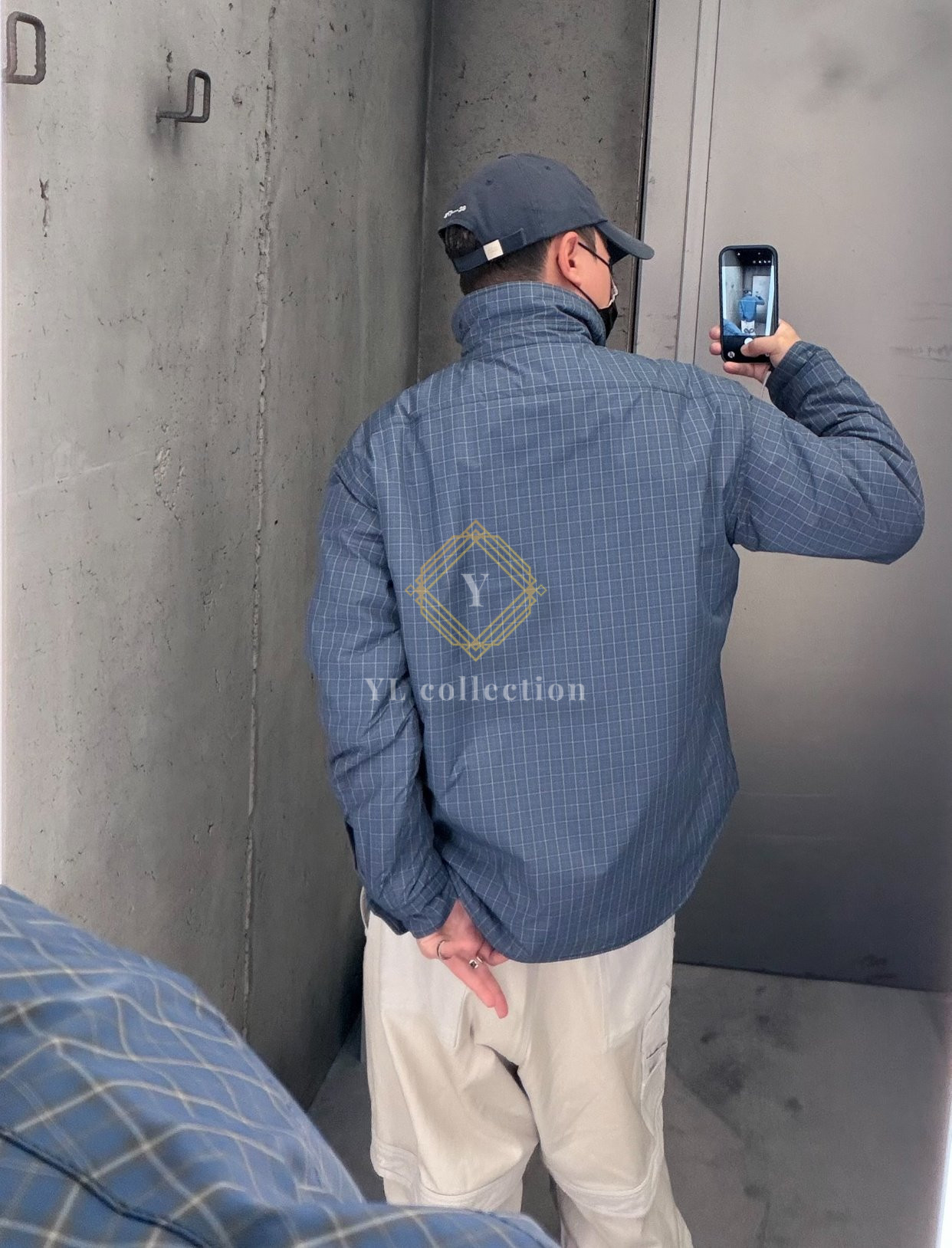 발렌시아가 패디드 체크 코튼 셔츠