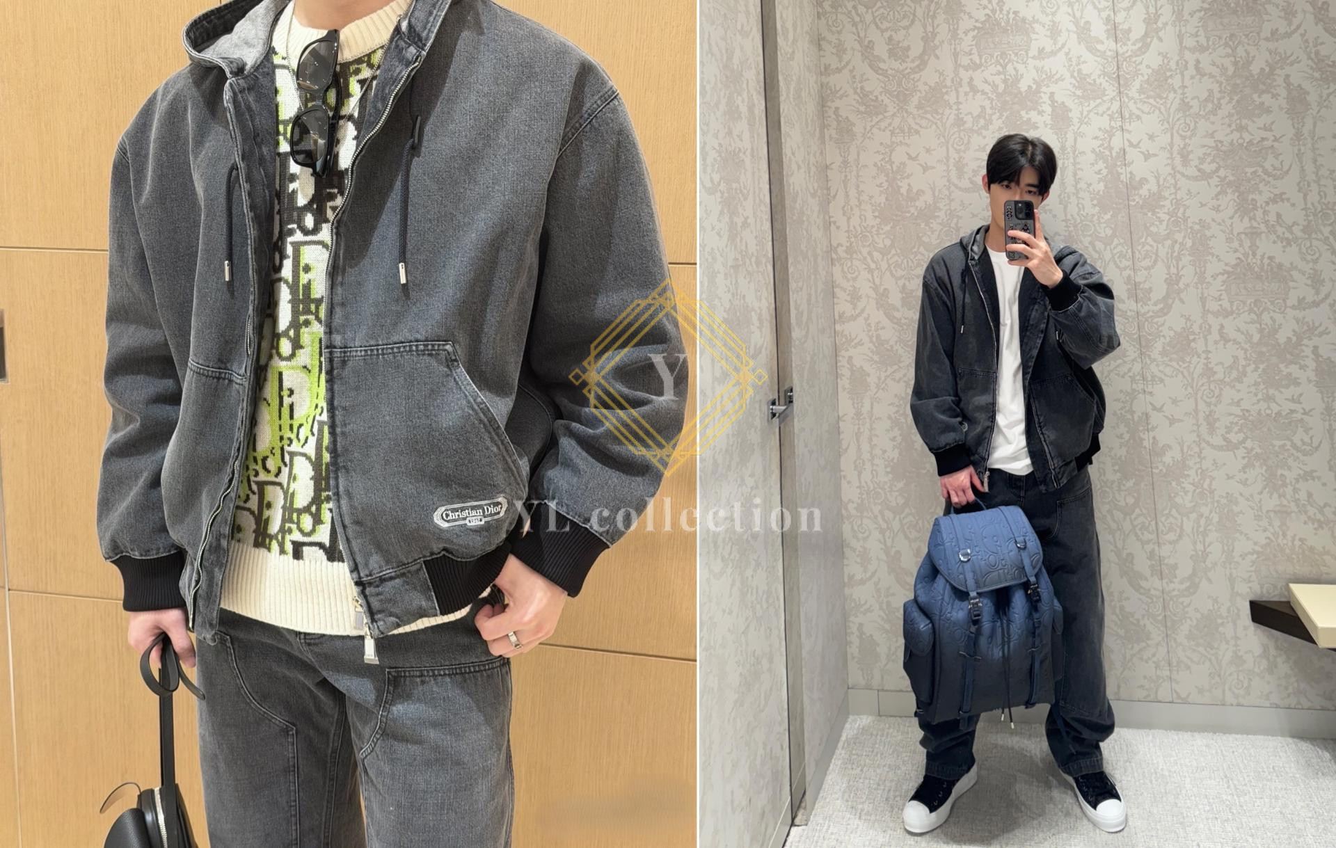 디올 CD 박스 후디 블루종 자켓