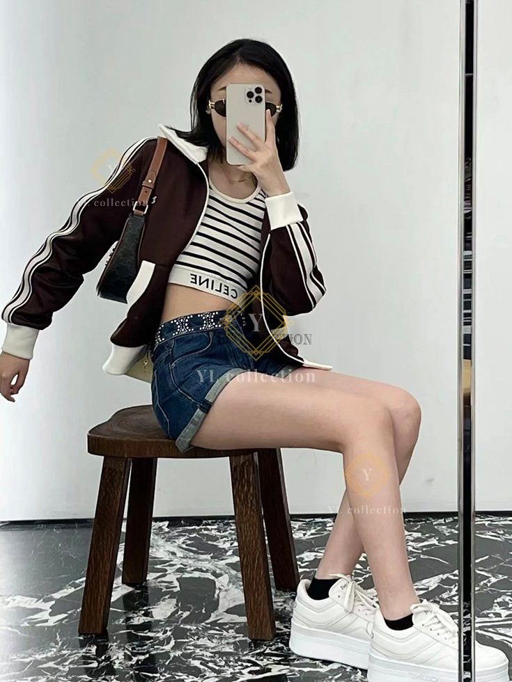 셀린느 벨벳 저지 트랙수트 재킷