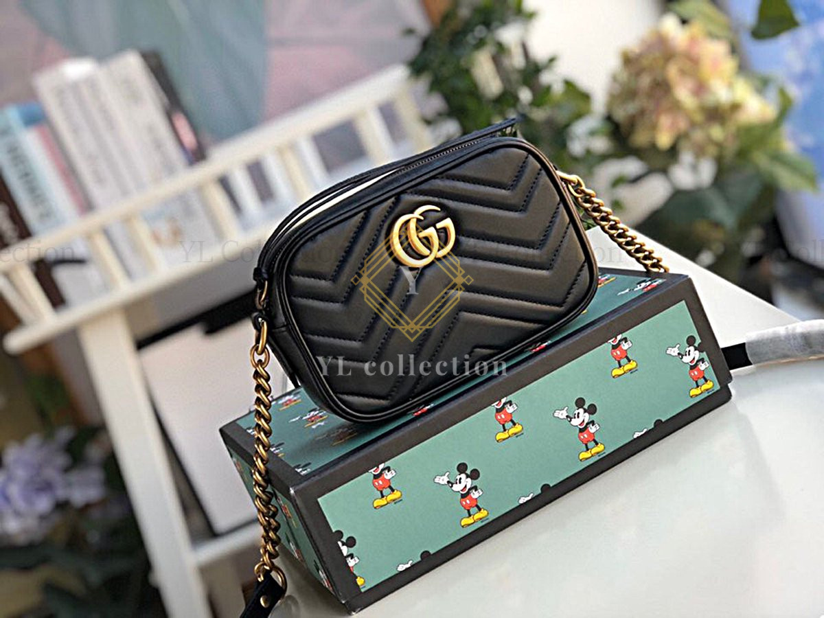 구찌 마몬트 마틀라세 지퍼탑 미니 숄더백