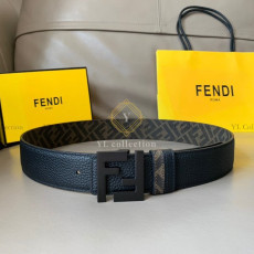 펜디 브라운 패브릭 가죽 벨트