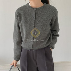 여성 하보나 라운드넥 베이직 로히 울 가디건