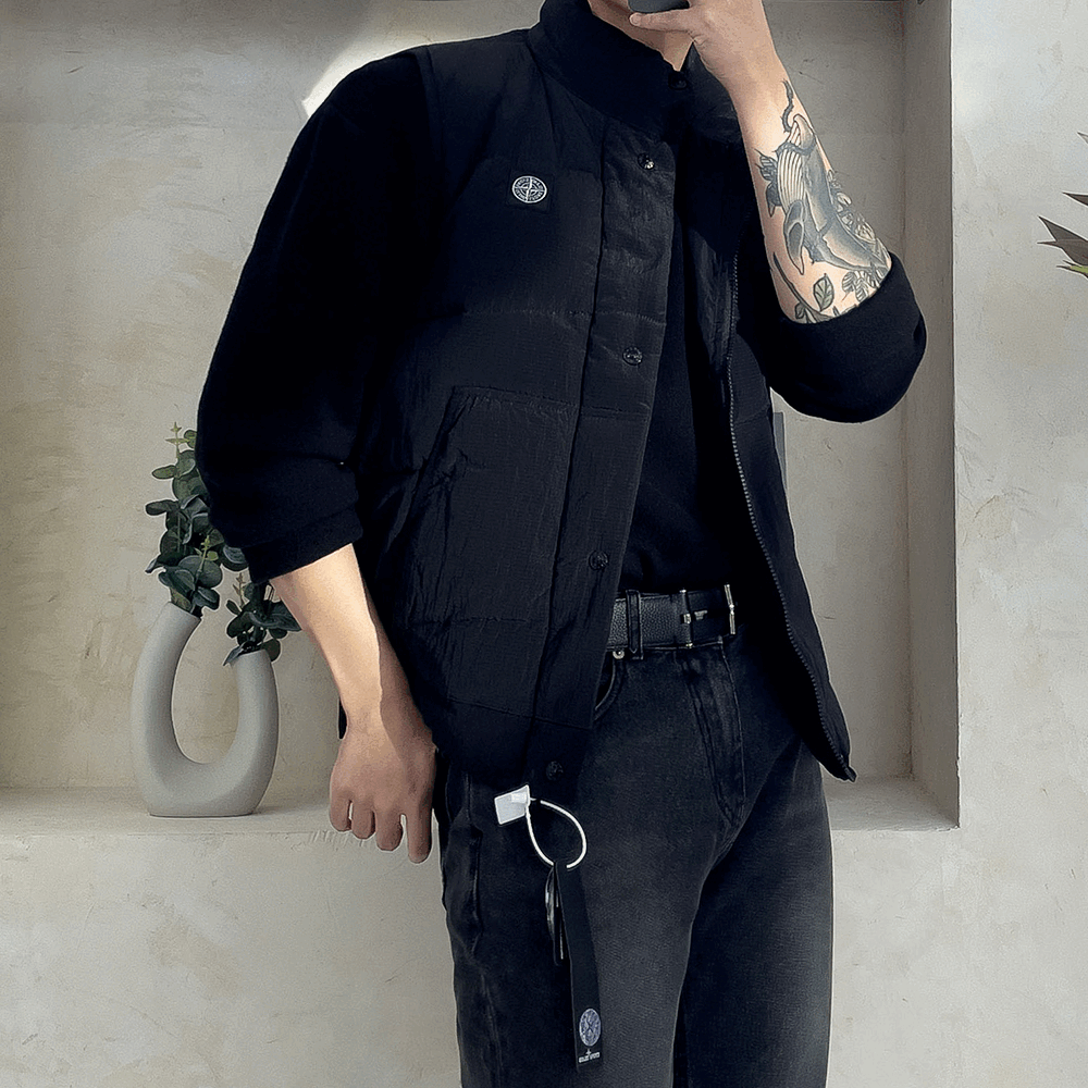 스톤아일랜드 나일론 메탈 립스탑 조끼 패딩 자켓