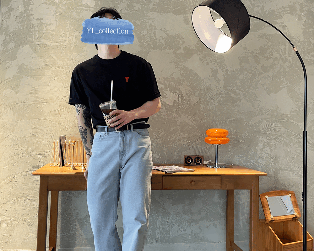 아미 스몰 하트 로고 반팔티 (오버핏)