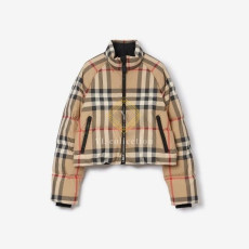 버버리 여성 체크 크롭 퍼퍼 재킷