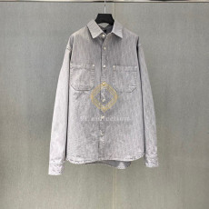 디올 오블리크 데님 셔츠 그레이