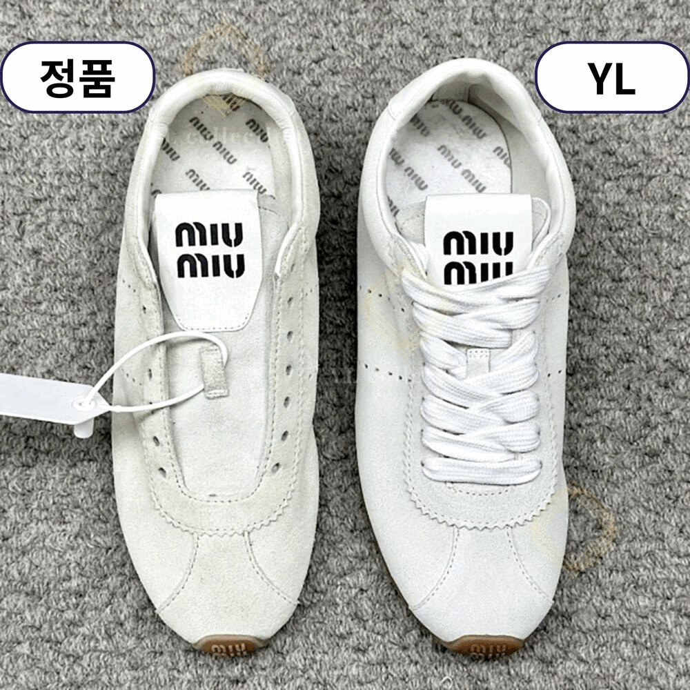 미우미우 로고 스웨이드 가죽 스니커즈