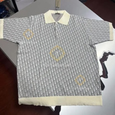 디올 오블리크 자카드 니트 카라티셔츠