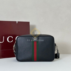 구찌 블랙 소프트 레더 오피디아 미디엄 크로스백