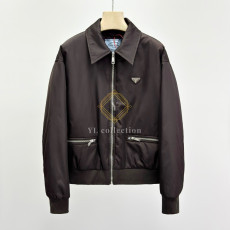 프라다 다크브라운 리나일론 블루종 재킷