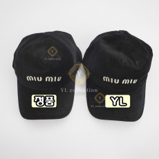 미우미우 로고 자수 코튼 볼캡