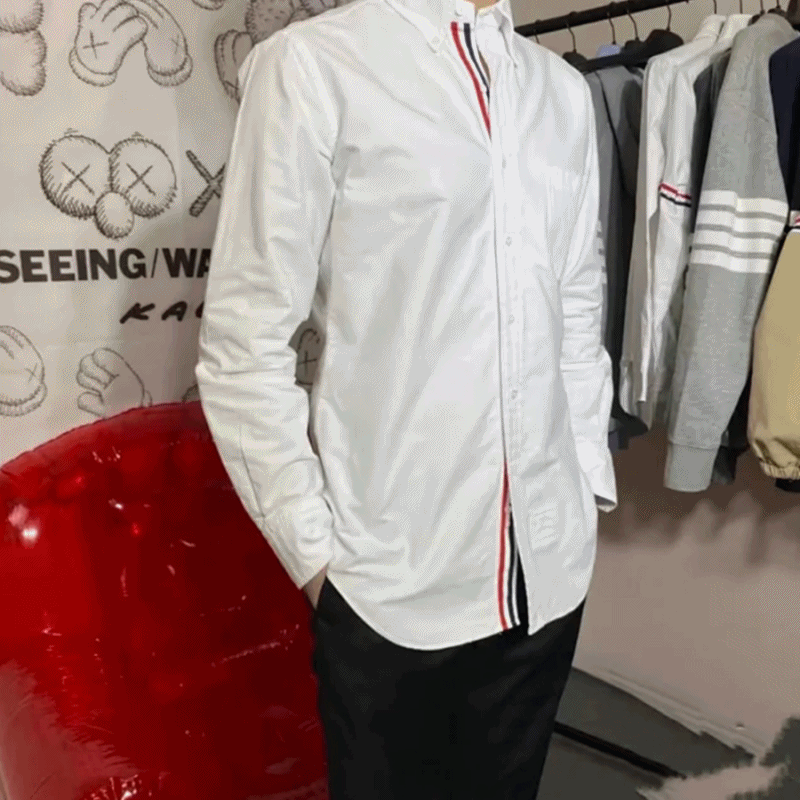 톰브라운 포플린 그로그랭 암밴드 클래식 셔츠