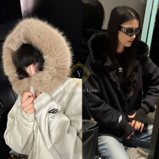 발렌시아가 여성 플러피 집업 후디 자켓