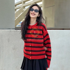 미우미우 로고 라벨 스트라이프 가디건