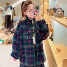미우미우 체크 테디 지퍼 재킷