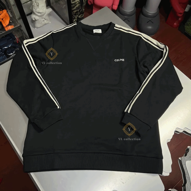 셀린느 블랙 코튼 스웨트셔츠