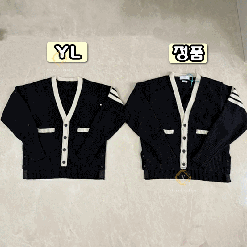 톰브라운 모헤어 브이넥 가디건 블랙