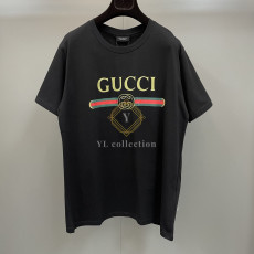 구찌 프린트 실크 저지 티셔츠