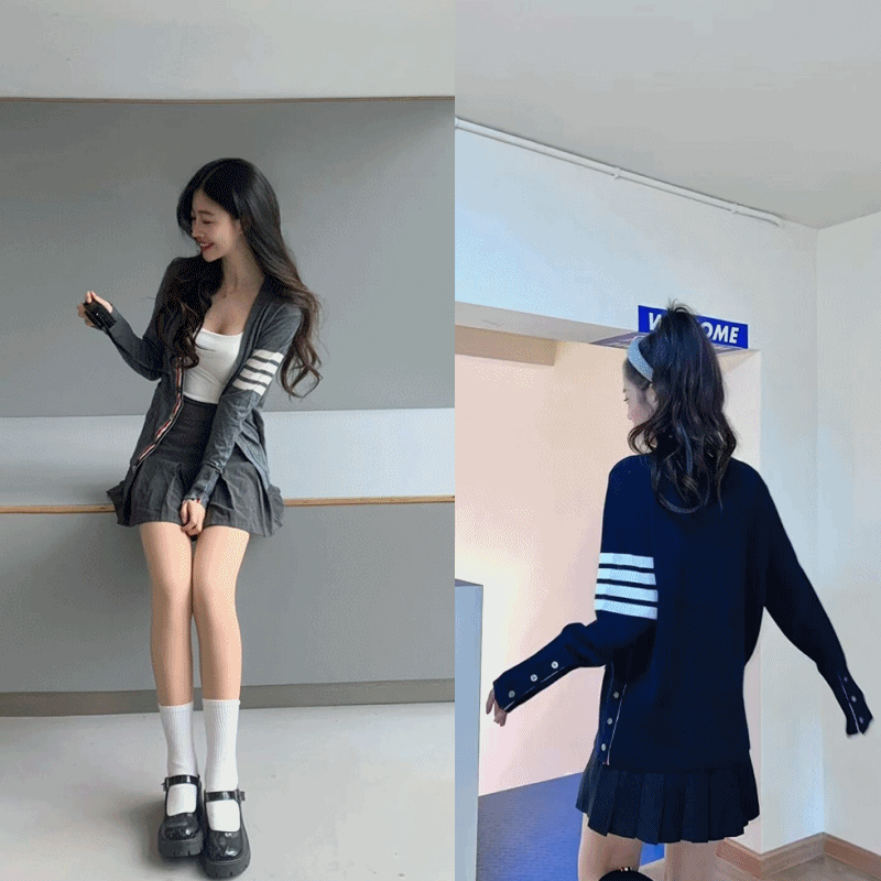 톰브라운 여성 메리노울 가디건