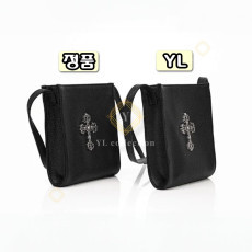 크롬하츠 블랙 레더 스퀘어 필리그리 크로스백